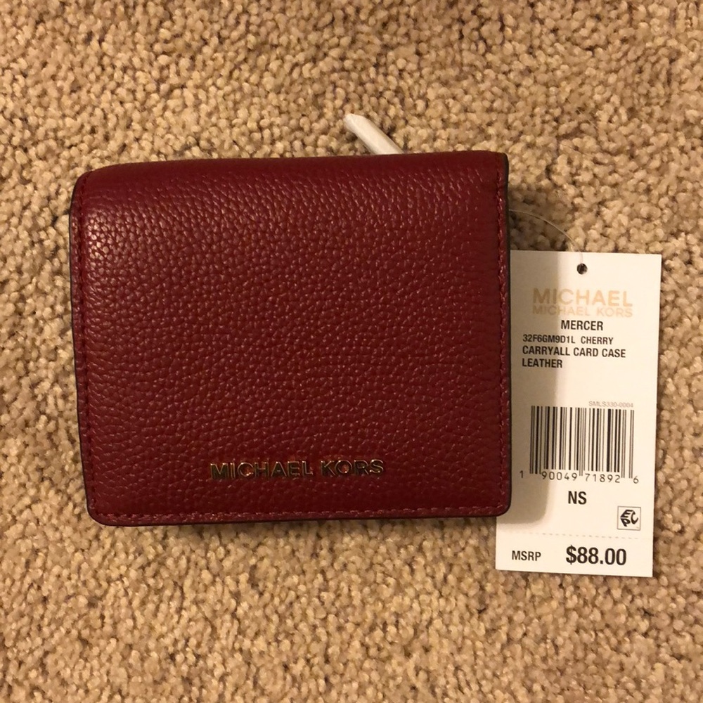 Michael Kors Mercer Card Case Leather Red NWT